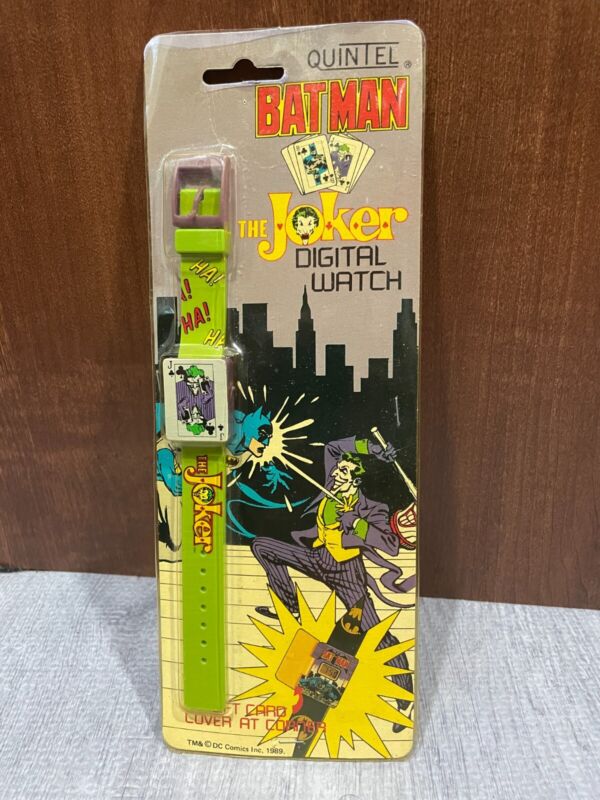 Batman Villain The Joker Digital Watch By Quintel  RARE Card Version MOC 1989