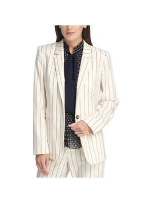 

DKNY Женский белый пиджак в тонкую полоску с одной пуговицей для работы Petites, XC9JS234