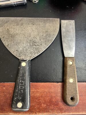 Vintage Wood Handle 1.25  Paint Scraper Putty Knife Hyde 6  Joint Knife Brass