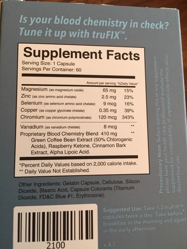 TruFix 30 Day Supply Blood Chemistry Body Tune Up Capsules TruControl Partner!