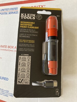 KLEIN Rechargeable Waterproof Pocket Flashlight  56411 , Sealed Package !