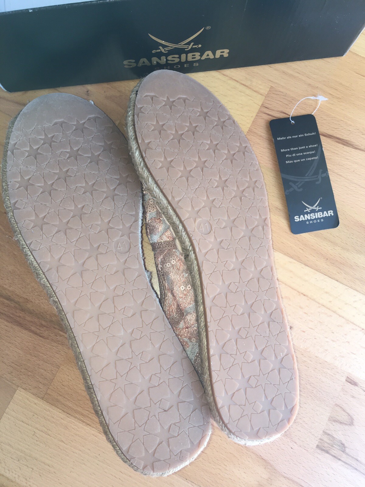 NEU Sansibar Shoes Damen Espadrilles Gr. 41 Rose Gold Rosa Beige Hell  Pailletten: купить с доставкой из Германии, цена 4 819 руб - (174900477344)