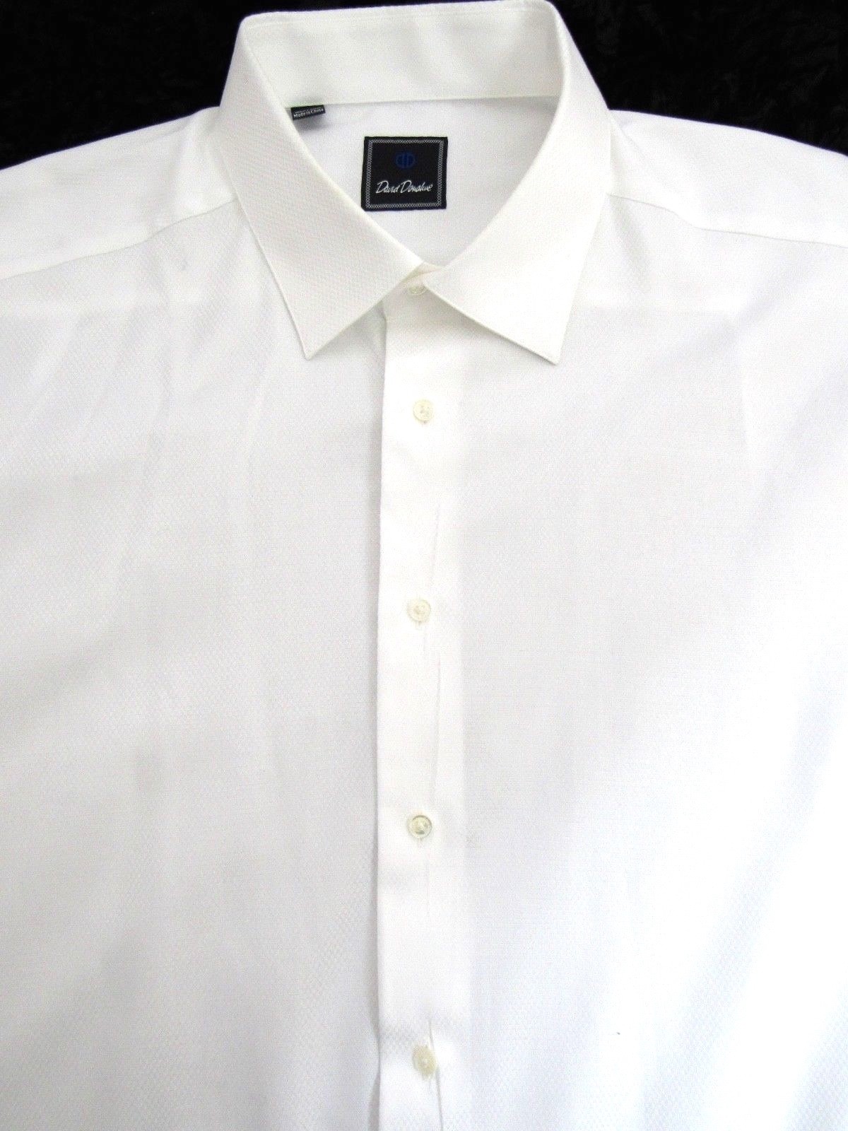 $145 David Donahue Removable Placket Converted Tuxedo Shirt French Cuff 18.5
