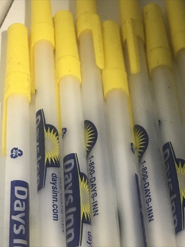 Days Inn motel Yellow Bic advertising stick pen. 8 Black Ink pens