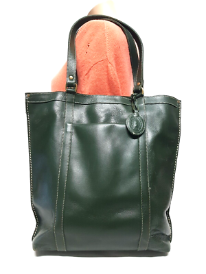 VINTAGE ROOTS CANADA DARK GREEN LEATHER TOTE SHOULDER BAG eBay