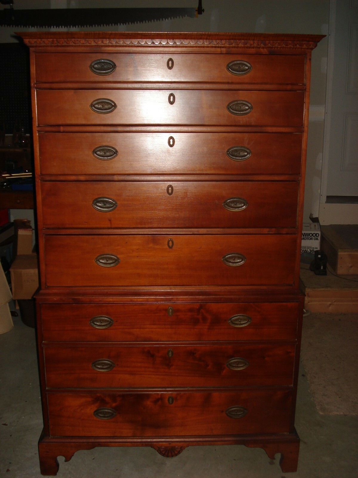 SWC-Chippendale Cherry Chest on Chest, Connecticut River Valley, c.1780