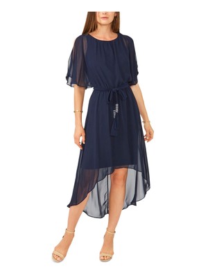 

MSK Женское деловое платье миди темно-синего цвета с высоким и низким подолом, поясом и рукавами до локтя, размер, Navy