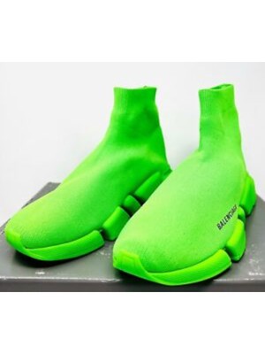 BALENCIAGA Mens Green Logo Speed 2.0 Round Toe Slip On Athletic Sneakers 11