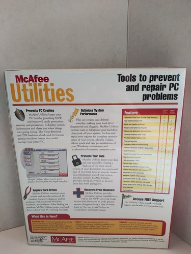 McAfee Utilities Windows 95 98 Big Box PC Software CD-ROM NEW SEALED NOS VTG
