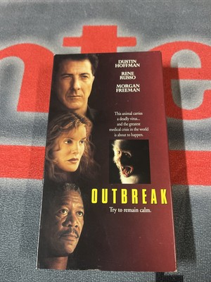 1995 Vintage Outbreak Movie VHS Tape Dustin Hoffman Morgan Freeman Tested 