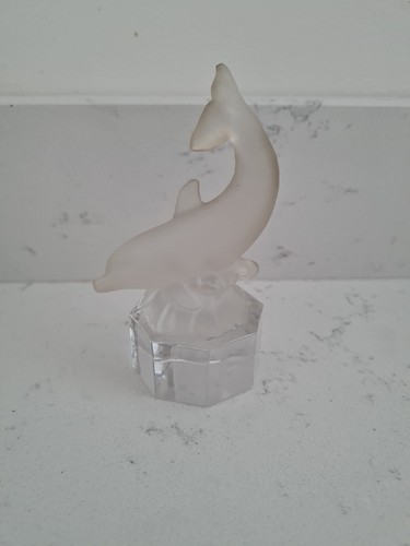 Goebel Frosted Crystal Paperweights Prancing Dolphin Vintage Vgc Gift 