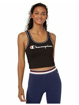 

Женский укороченный топ белого цвета с круглым вырезом и логотипом CHAMPION, обычный размер, Белый