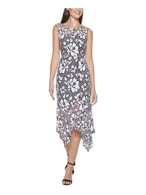 

KENSIE DRESSES Женское белое платье миди с V-образным вырезом на подкладке и платком, Белый