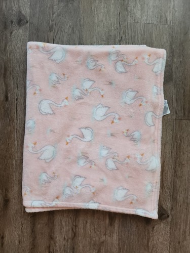 Swan Bird Peach Pink White  Super Soft Plush Fleece Euc