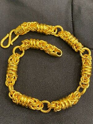 Pre-owned Jisha Stunning Dubai Handmade Unisex Link Bracelet In 916 Stamped 22karat Yellow Gold