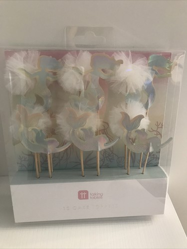 Pack Of 12- 6 Iridescent Mermaids, 6 Tulle Poms