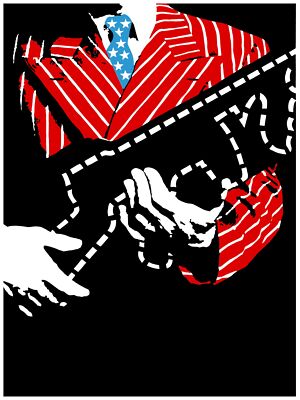 1993 Man holding a shotgun wears suit w/ American flag colors Poster.Decor Art.