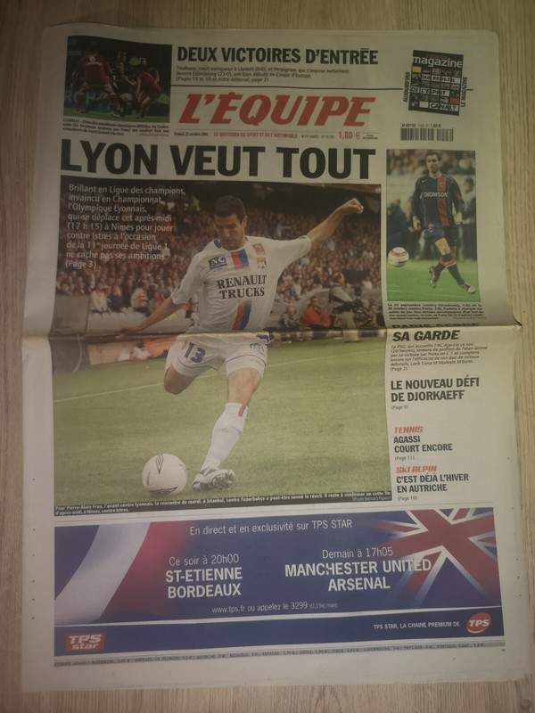 L'Equipe Journal 23/10/2004; Xv Toulouse-Llanelli 9-6/ Perpignan-Edinbourg 23-0/