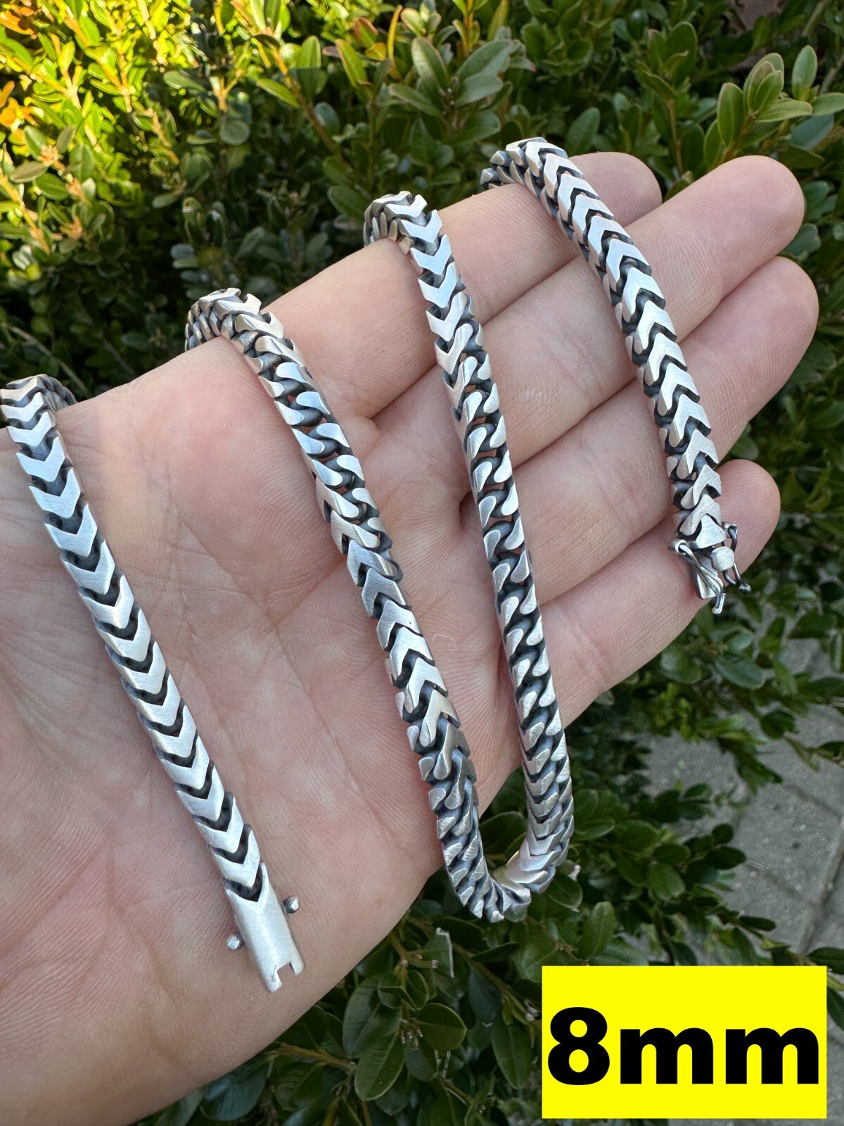 Pre-owned Silver Big 4-10mm Franco Chain Necklace Or Bracelet Oxidized Real 925  Box Clasp