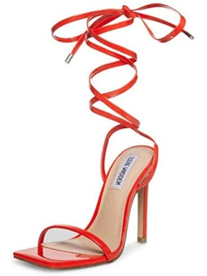 

STEVE MADDEN Женские красные мягкие босоножки на шпильке с ремешками и квадратным носком, размер 6,5 м, Красный, UPLI02S1-243