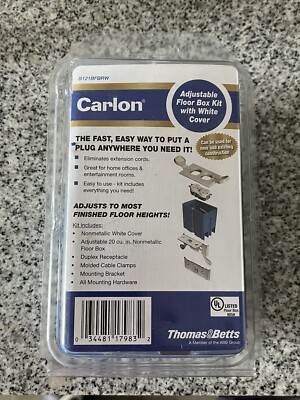 Carlon B121BFBRW Adjustable Floor Box Kit W/ WHITE COVER. Thomas&Betts New