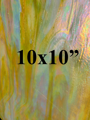 10x10''- Stained Glass Sheet Yellow with Opal Iridized Wissmach