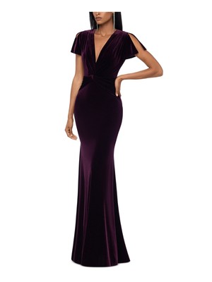 

XSCAPE Женское бордовое торжественное платье с короткими рукавами и плечами, Burgundy