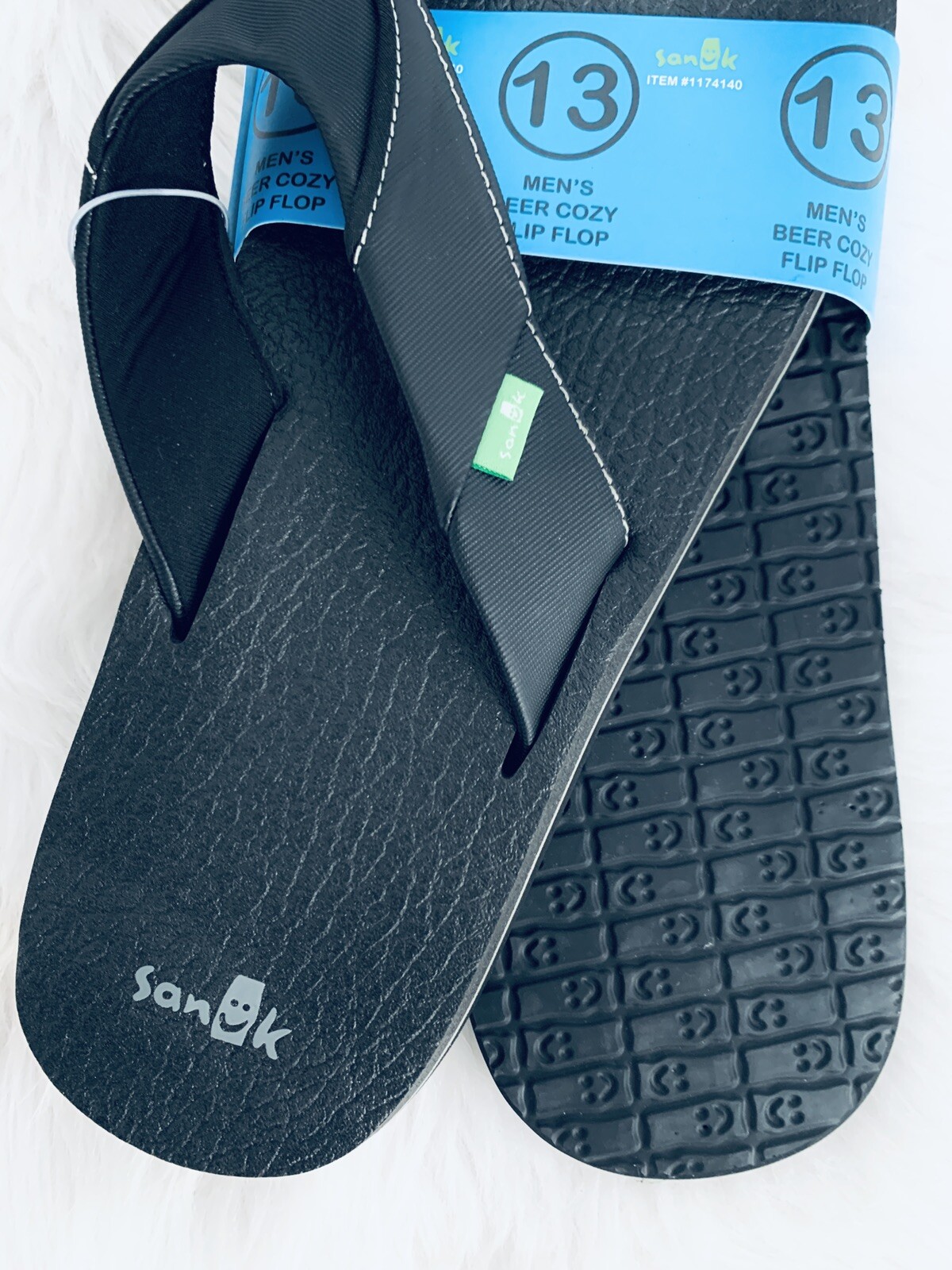 Sanuk Men's Beer Cozy Flip Flops Black 