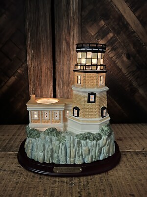 Partylite Split Rock Lighthouse Ceramic Tea Light Candle Holder Nautical Decor