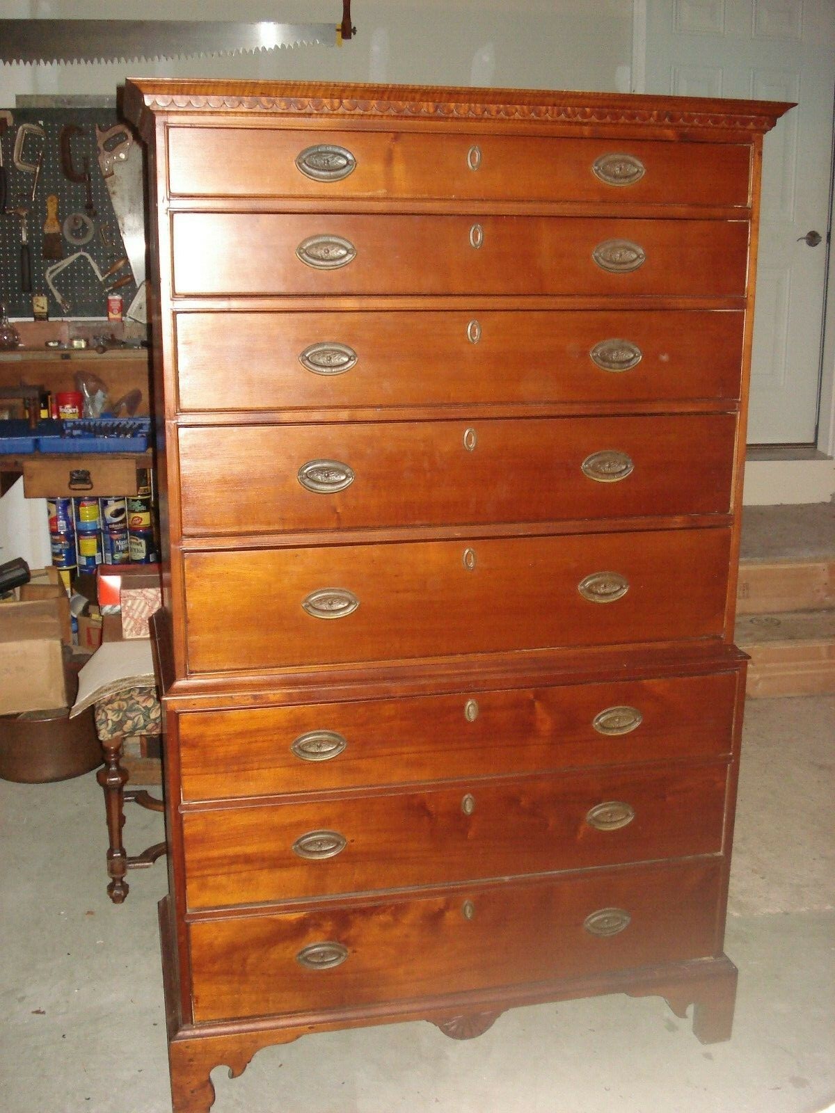 SWC-Chippendale Cherry Chest on Chest, Connecticut River Valley, c.1780