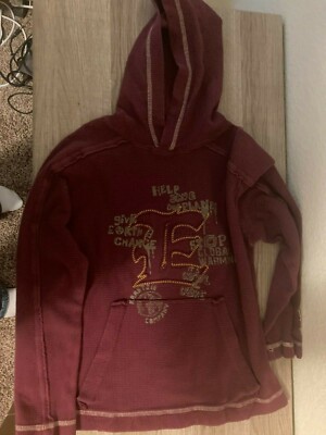 Naartjie Maroon Waffle Cotton Hoodie 6 Hooded Sweatshirt Help Save Our Planet