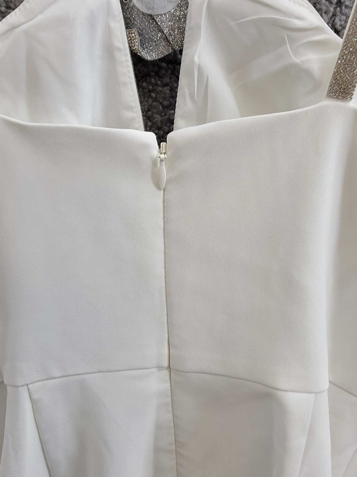 Liv Foster Embellished Twill Halter Midi Dress Women's 6 Ivory Back Zip Closure - Picture 16 of 18