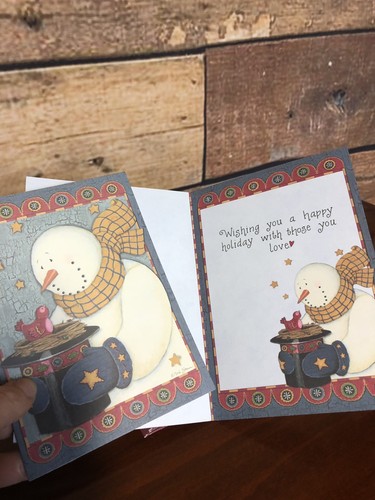 Saltbox Illustrations American Folk Art Christmas Cards Snowmen -36 Pcs