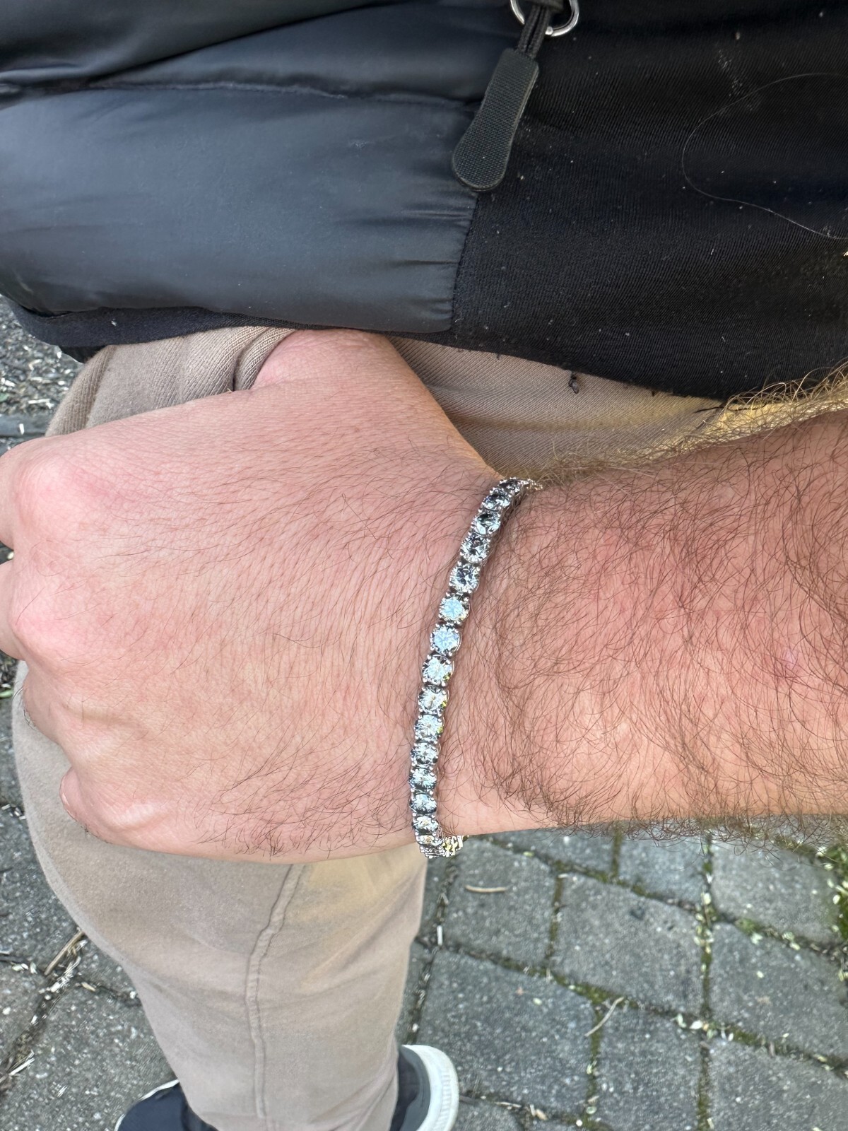 Pre-owned Silver Real Iced Blue Gray Moissanite 5mm Tennis Bracelet 925  Pass Diamond Test