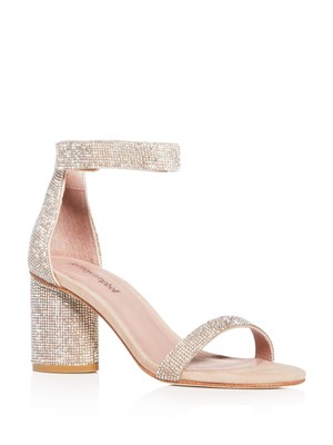 Женские бежевые босоножки на каблуке Laura из кожи со стразами JEFFEREY CAMPBELL 6