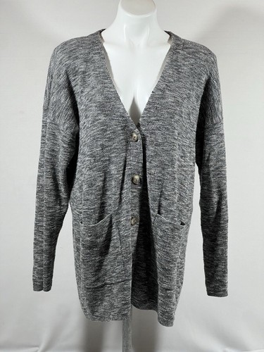Madewell Cashmere Cardigan Womens Large Charcoal Quiet Luxury Minimalist
