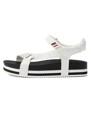 

TOMMY HILFIGER Женские босоножки на танкетке с пяткой на пятке, белые стельки Beckia, размер 5,5 м, Белый, TWBECKIA