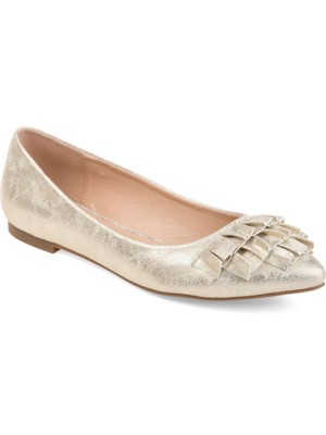 

JOURNEE COLLECTION Женские балетки Judy с острым носком и золотыми рюшами, Золотой, JUDY-FLAT