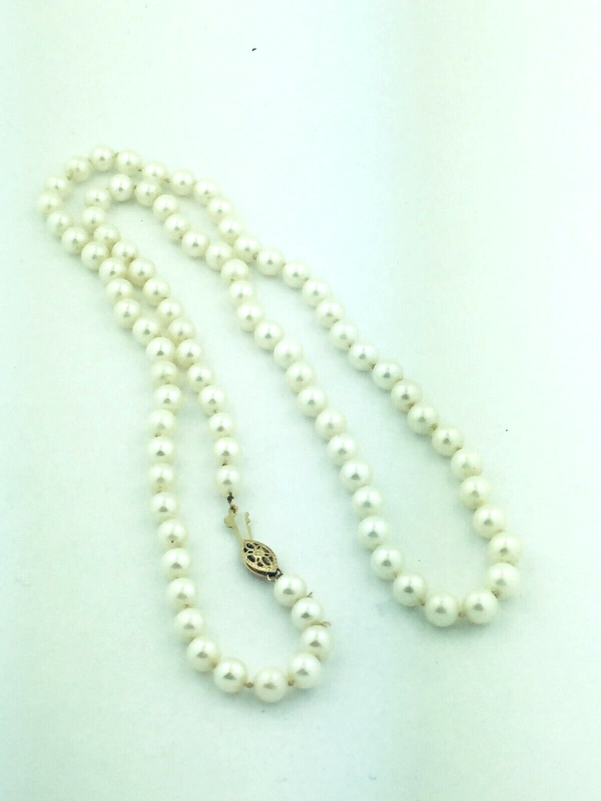 6mm Cultured Pearl Necklace w/ 14K Yellow Gold Clasp 24