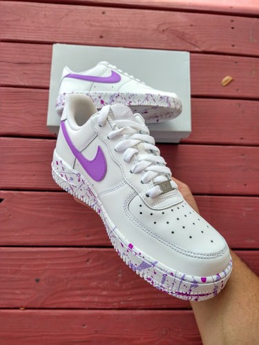 Pre-owned Nike Air Force 1 Womens White Custom Multi Size Af1 Purple Lilac