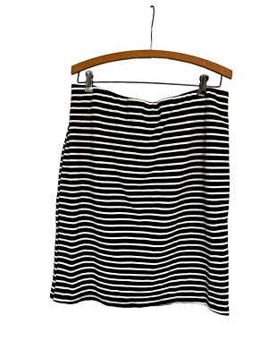 Ann Taylor Womens Skirt Navy/White Striped Pencil Skirt Stretch Size L NWT$69.99