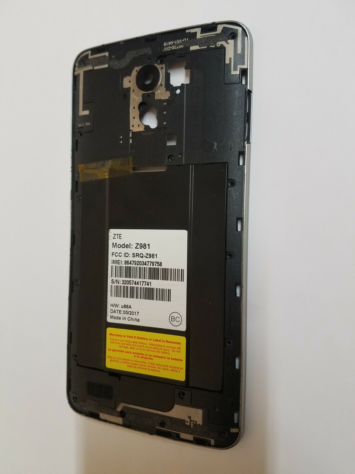Main Frame Rear Camera Lens Parts For ZTE Z981 ZMax PRO