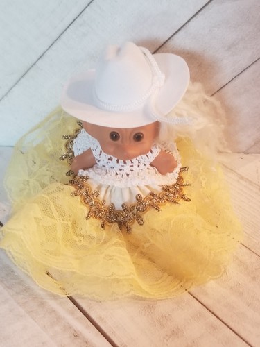 Doll Dress Handmade Miniature Crochet Fits 3" Troll, Calico Critter.