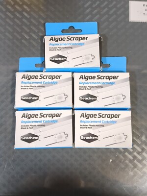 5 Pk Seachem Algae Scraper Replacement Cartridge Plastic Housing Blade & Pad #71