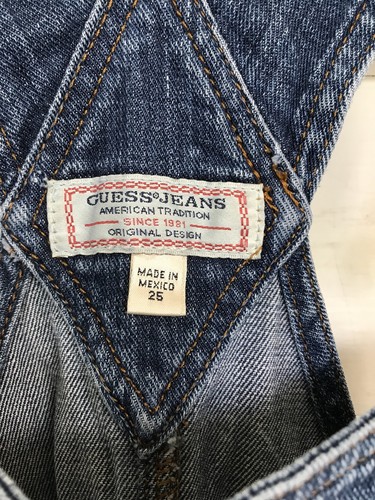 Guess Overalls Distressed Paint 26 Boho Bibs Denim Jean Boho Hipster Cute Chic