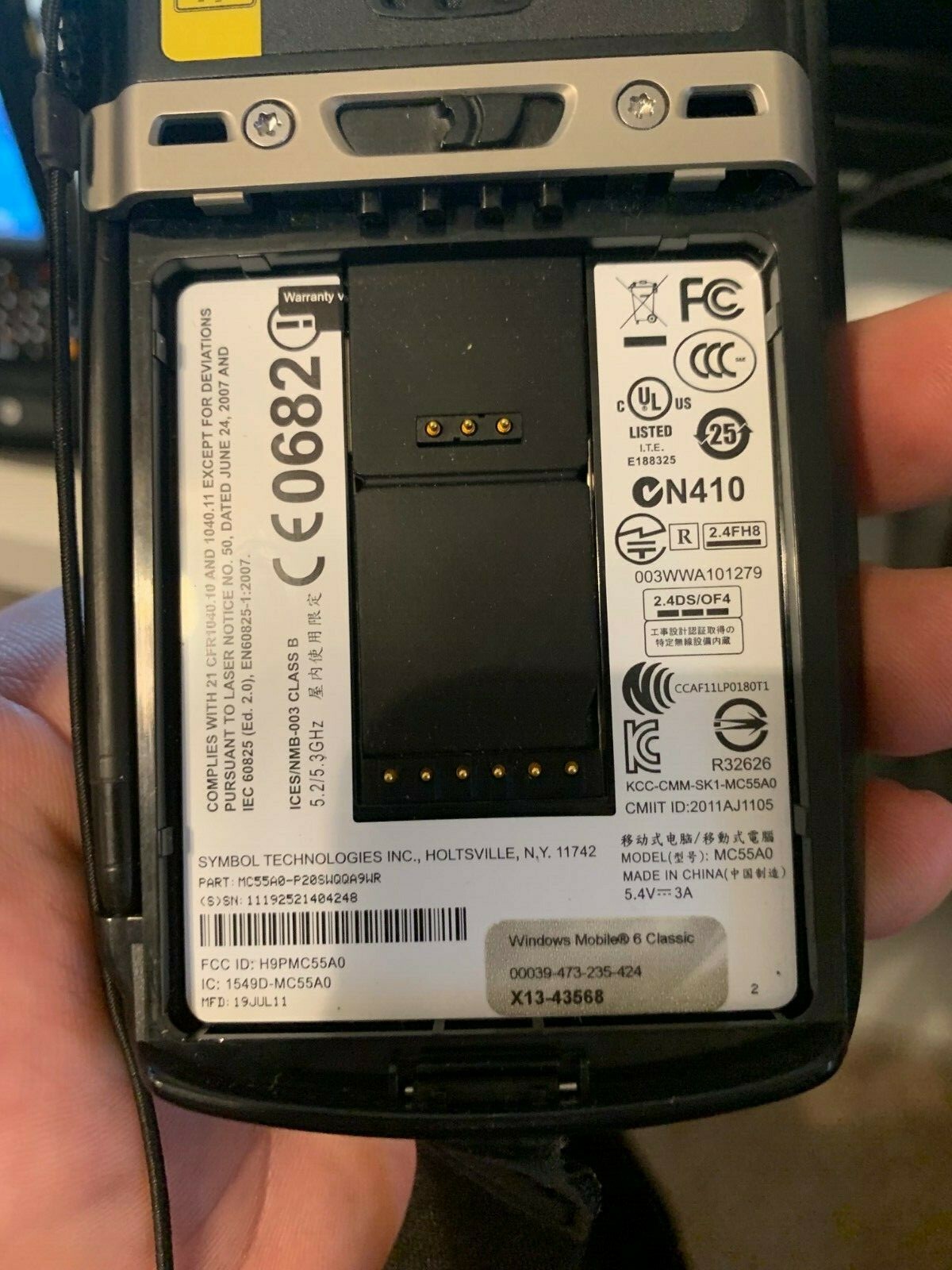 Lot of 2 Symbol Motorola MC55A Wireless Laser Barcode Scanner MC55A0-P20SWQQA9WR