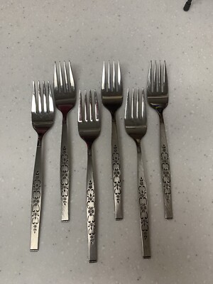 6- WM A Rogers Premier Oneida SPANADA Stainless    Steel FORK USA