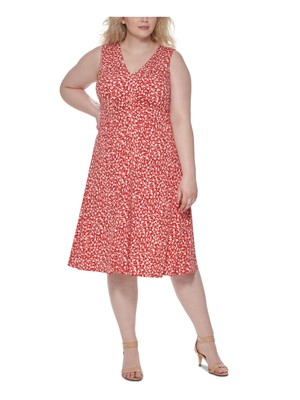 

VINCE CAMUTO Женское розовое трикотажное платье без рукавов + расклешенное платье плюс, Розовый