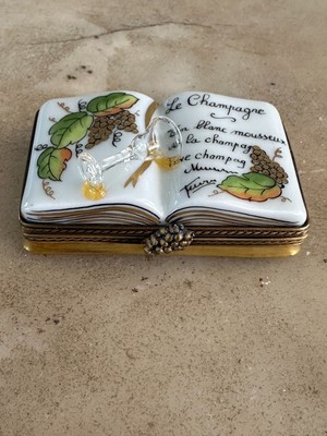 La Gloriette Le Champagne Book Limoges Trinket Box Peint Main