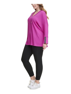 

CALVIN KLEIN PERFORMANCE Женский фиолетовый топ с капюшоном и логотипом Hi Lo Hem Plus